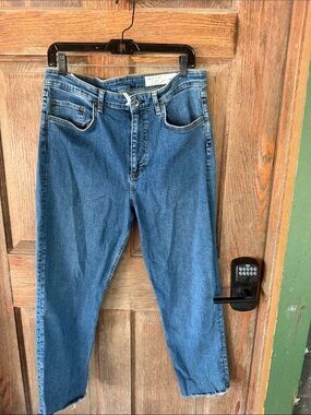 rag & bone Women's Nina Mid Blue Relaxed Straight Crop Jeans